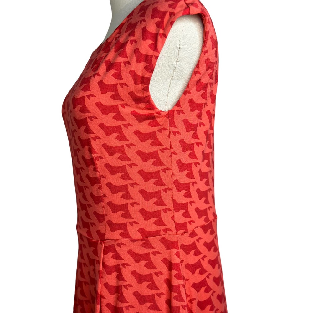 Boden Red Coral Houndstooth Dress - Picture 6 of 13